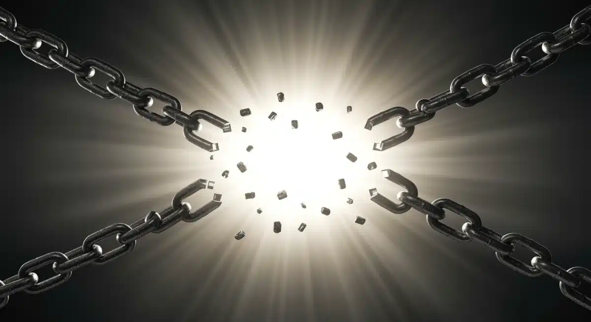 Metaphor of breaking mental chains to overcome limiting beliefs