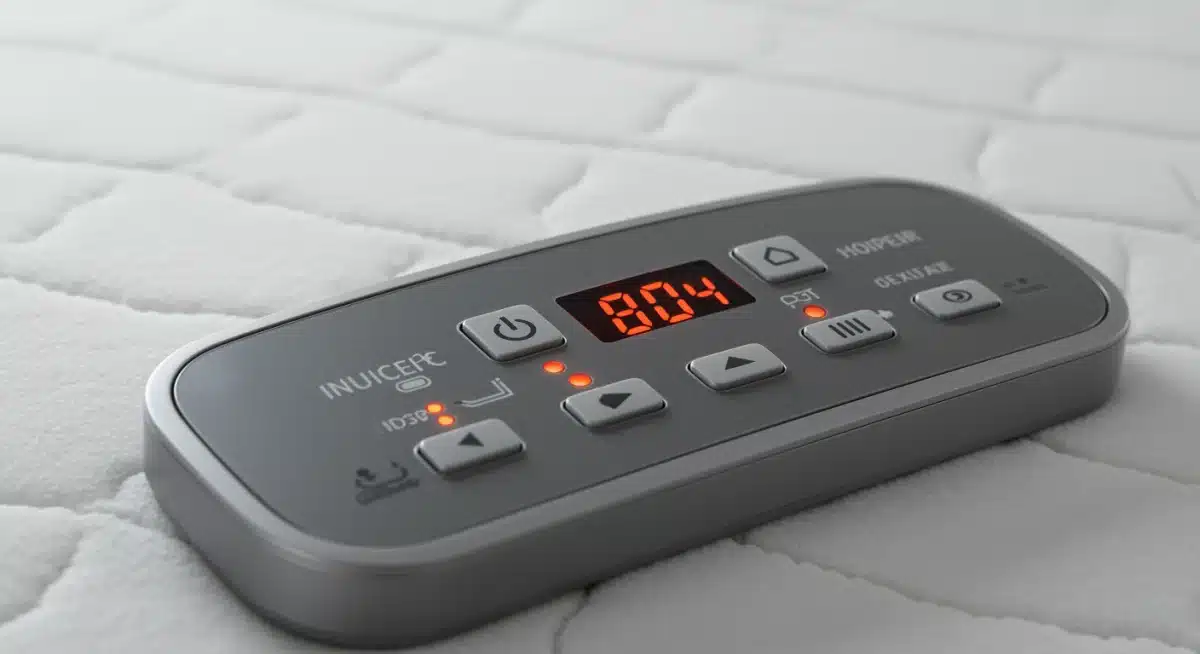 Control panel of a modern heated mattress pad with various settings