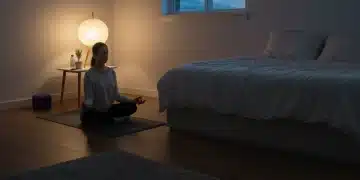 Person meditating in a calm bedroom, symbolizing mindfulness for better sleep