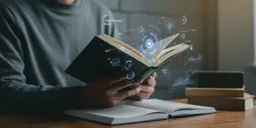 Person speed reading a book with enhanced comprehension