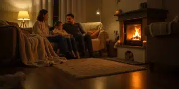 Cozy living room with fireplace for winter comfort