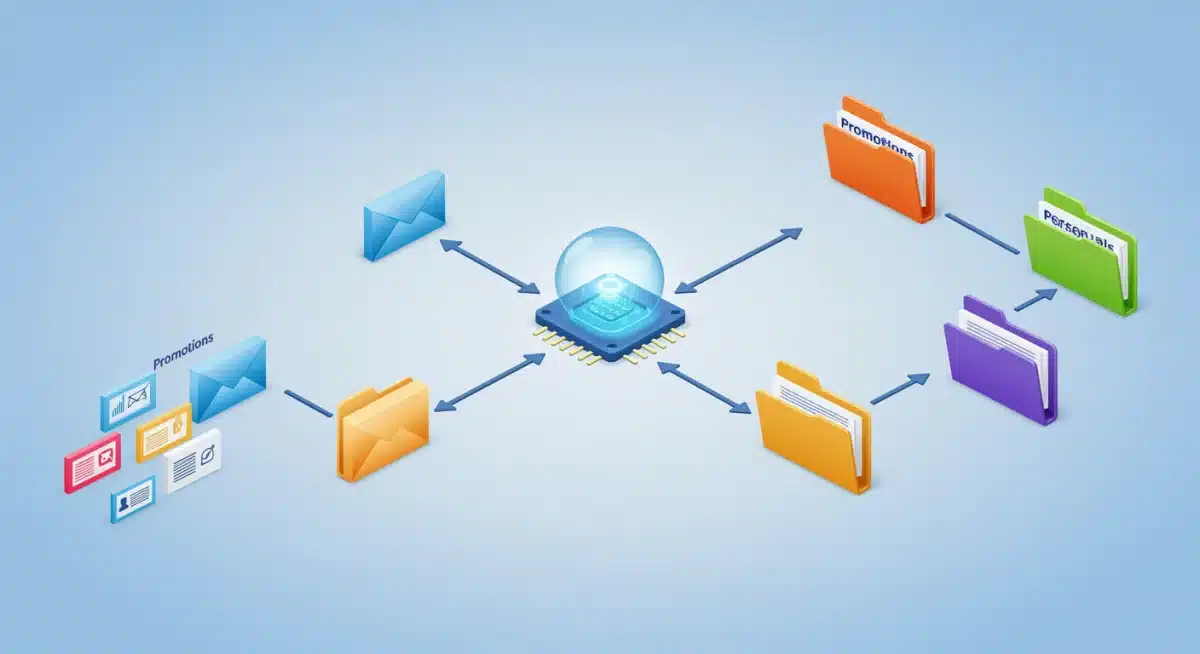 Diagram showing email filtering and categorization for efficient inbox management.