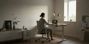 Ergonomic home office setup with adjustable desk and chair for comfort