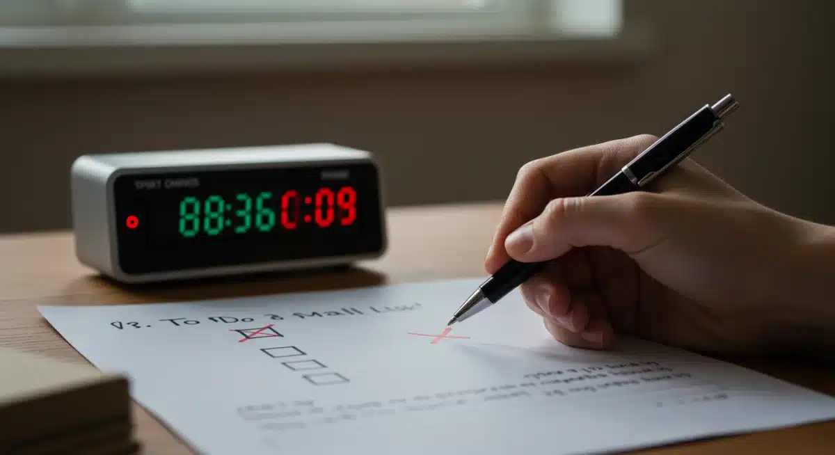 Hand crossing off task using 2-Minute Rule