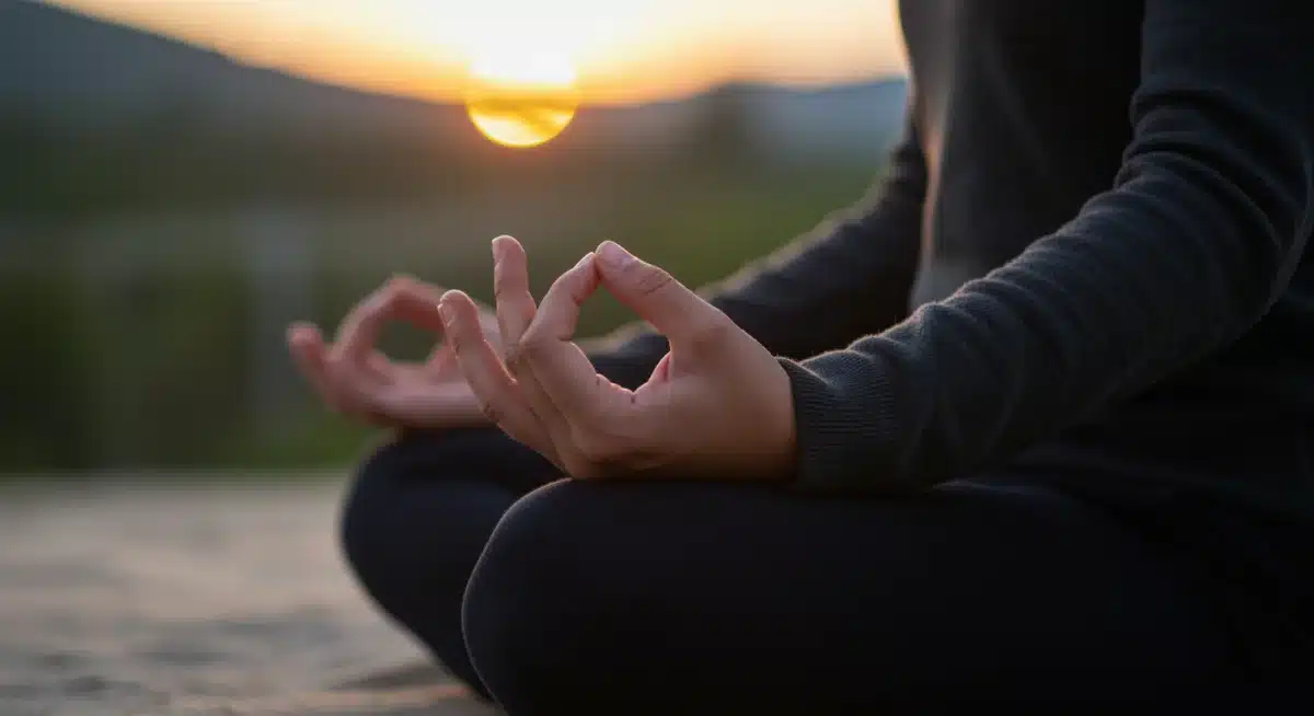 Hands in meditation gesture, symbolizing focus and calm