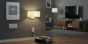 Modern living room with integrated smart home technology enhancing comfort