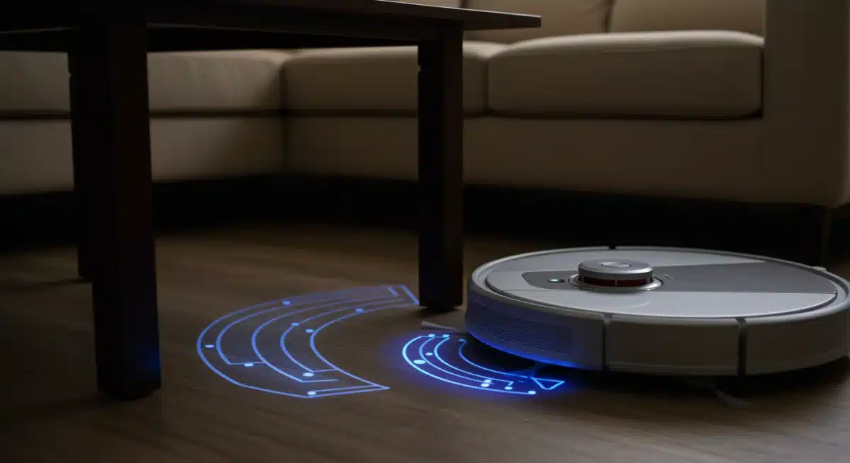 Advanced robotic vacuum sensors navigating around furniture