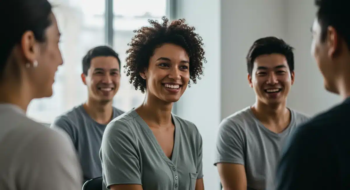 Diverse group in supportive therapy session