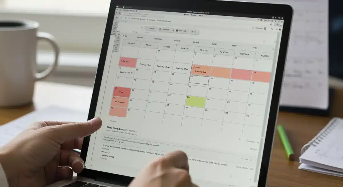 Digital calendar displaying a color-coded time-blocking schedule for enhanced productivity.