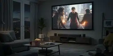 Cozy living room with home theater setup for movie night