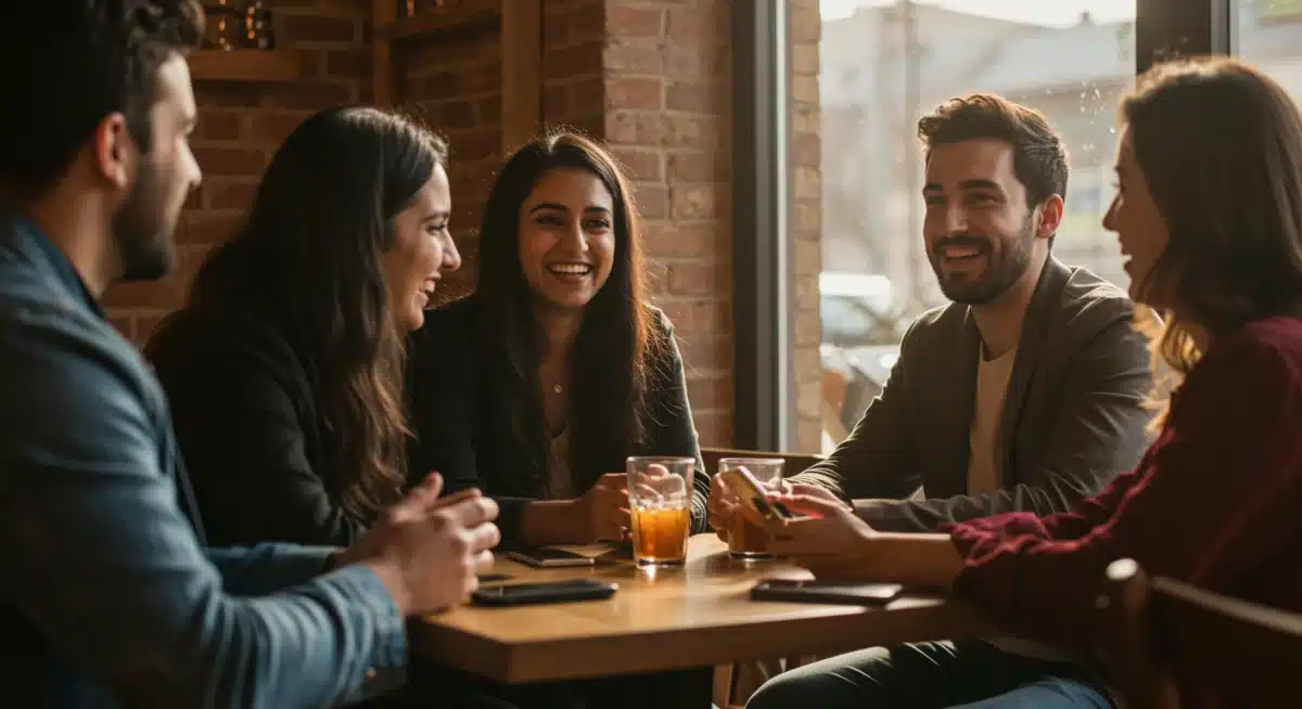 Friends enjoying conversation without digital distractions