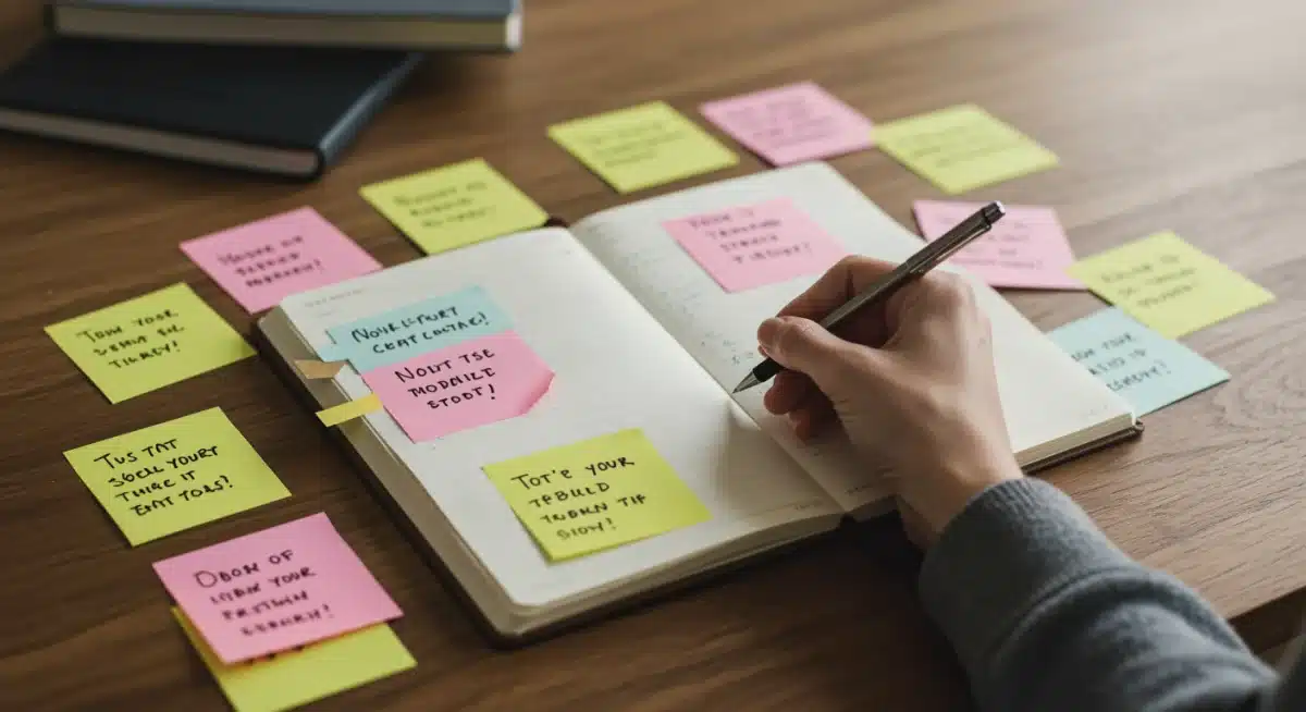 Person journaling and planning daily tasks for goal achievement.