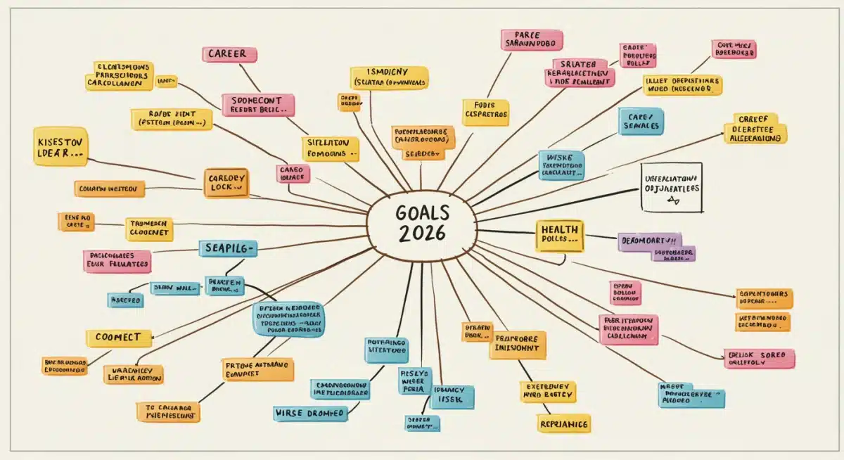 Mind map visualizing interconnected goals for 2026.