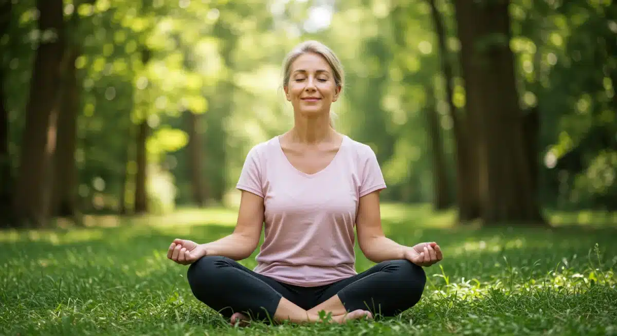 Person meditating to reduce stress and boost energy
