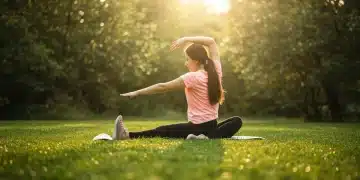 Person stretching in morning sun for energy boost