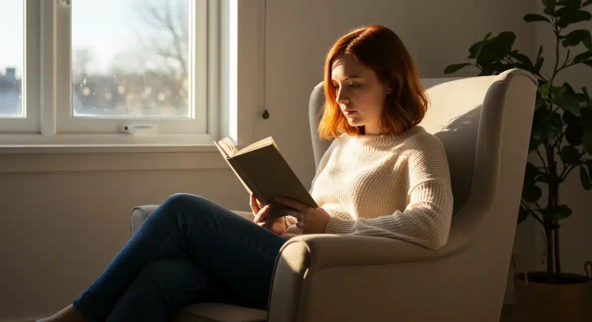 Reading a physical book during a digital detox period